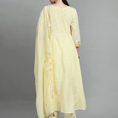 Cotton Schiffli Thread Work  and  Sequined Kurta,Pant  and  Dupatta
