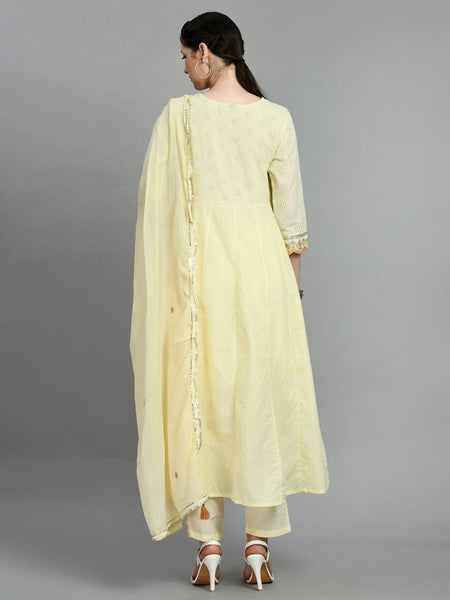 Cotton Schiffli Thread Work  and  Sequined Kurta,Pant  and  Dupatta
