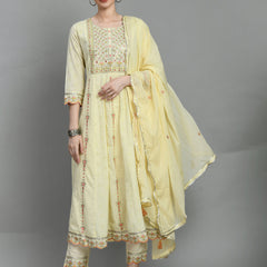 Cotton Schiffli Thread Work  and  Sequined Kurta,Pant  and  Dupatta