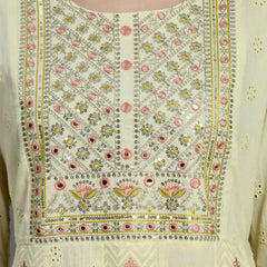 Cotton Schiffli Thread Work  and  Sequined Kurta,Pant  and  Dupatta