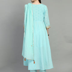 Cotton Schiffli Thread Work  and  Sequined Kurta,Pant  and  Dupatta