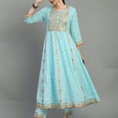 Cotton Schiffli Thread Work  and  Sequined Kurta,Pant  and  Dupatta