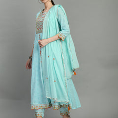 Cotton Schiffli Thread Work  and  Sequined Kurta,Pant  and  Dupatta