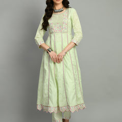Cotton Schiffli Thread Work  and  Sequined Kurta,Pant  and  Dupatta
