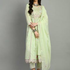 Cotton Schiffli Thread Work  and  Sequined Kurta,Pant  and  Dupatta