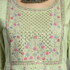 Cotton Schiffli Thread Work  and  Sequined Kurta,Pant  and  Dupatta