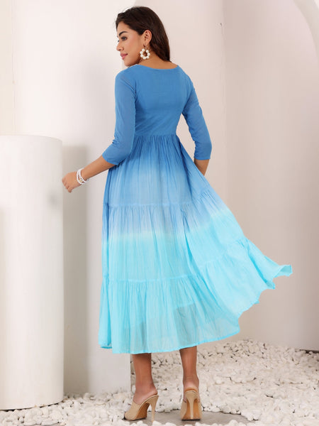 MulCotton Tie and Dye Fit and  Flare Dress