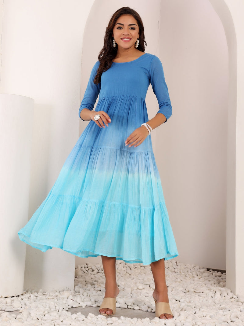 MulCotton Tie and Dye Fit and  Flare Dress