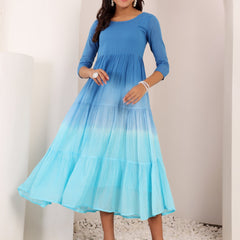 MulCotton Tie and Dye Fit and  Flare Dress