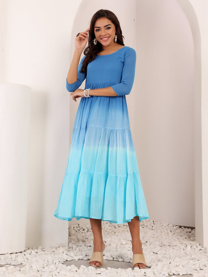 MulCotton Tie and Dye Fit and  Flare Dress