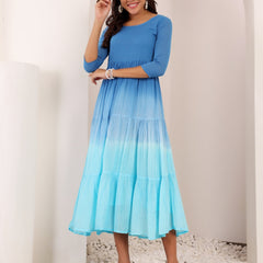 MulCotton Tie and Dye Fit and  Flare Dress