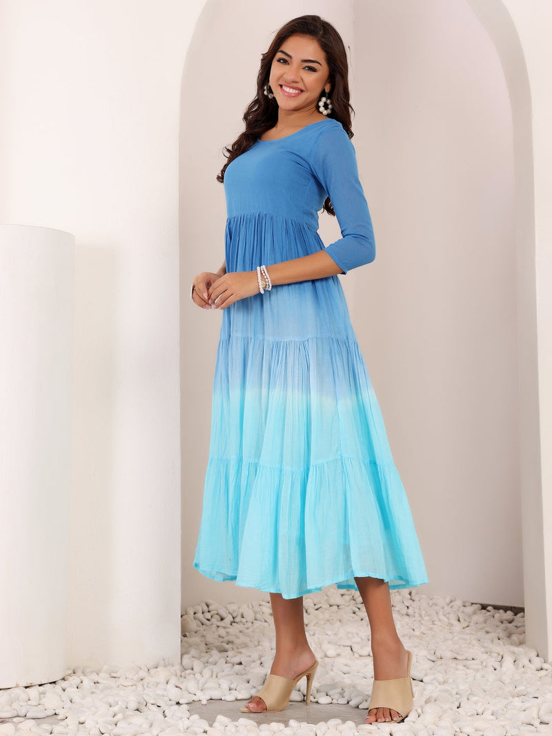 MulCotton Tie and Dye Fit and  Flare Dress