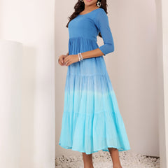 MulCotton Tie and Dye Fit and  Flare Dress