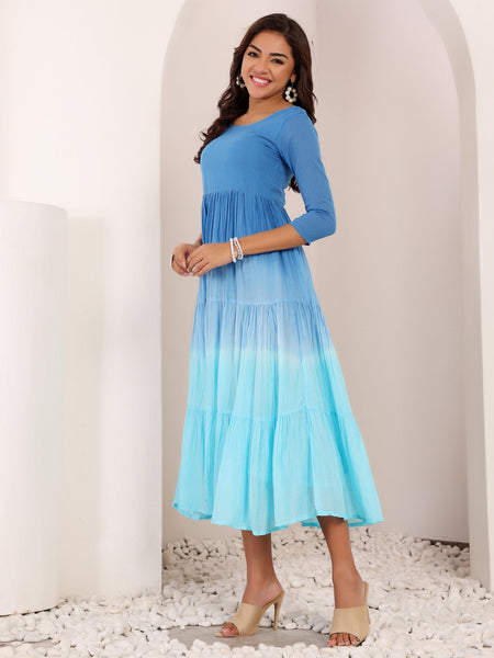 MulCotton Tie and Dye Fit and  Flare Dress