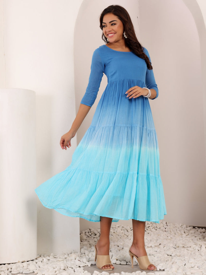 MulCotton Tie and Dye Fit and  Flare Dress