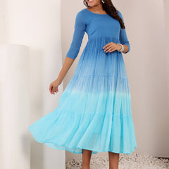 MulCotton Tie and Dye Fit and  Flare Dress