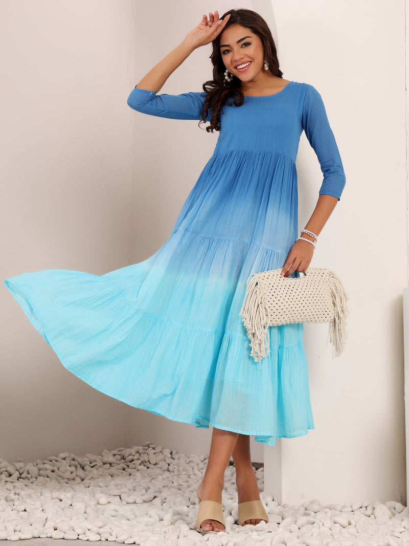 MulCotton Tie and Dye Fit and  Flare Dress