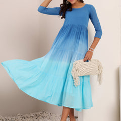 MulCotton Tie and Dye Fit and  Flare Dress