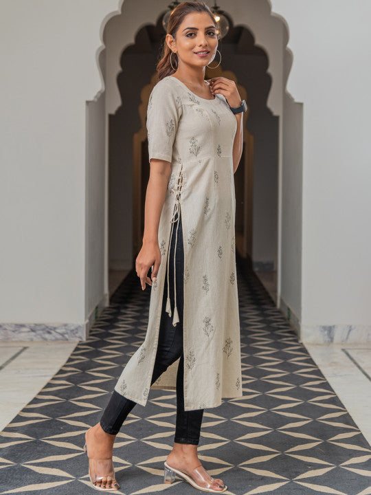Floral Printed Pure Cotton Kurta