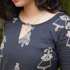 Black Ethnic Motif Printed Straight Kurta Set with Pants