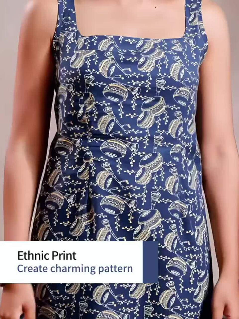Women Floral Printed Square Neck Pure Cotton Kurti