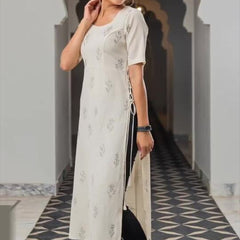 Floral Printed Pure Cotton Kurta