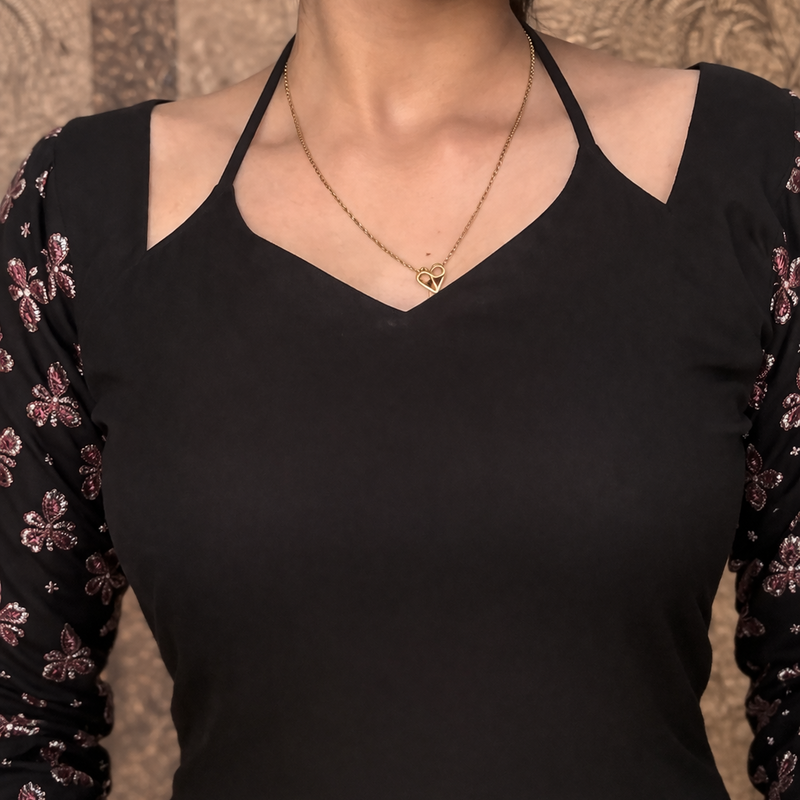 Black Ethnic Motif Printed Straight Kurti