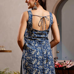 Women Floral Printed Square Neck Pure Cotton Kurti
